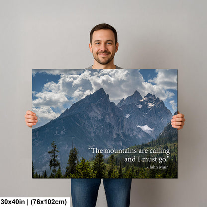 John Muir Motivational Wall Art for Adventure and Reflection, Mountain Landscape Photography Print for Home or Office Decor