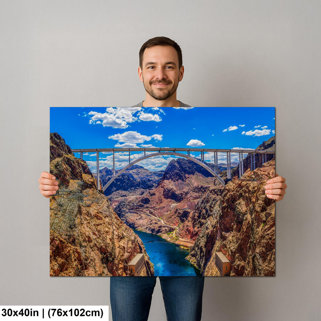 Hoover Dam Bridge Overlook, Nevada Arizona Border, Modern Engineering Photography Wall Art