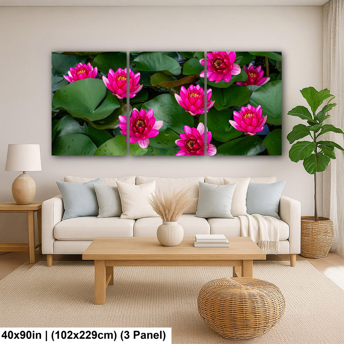 Magenta Blooms: Nymphaea Water Lilies Botanical Photography Wall Art