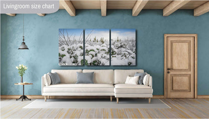 Saguaro Cactus Wall Art – Snowy Desert Print | Tucson Arizona Winter Decor
