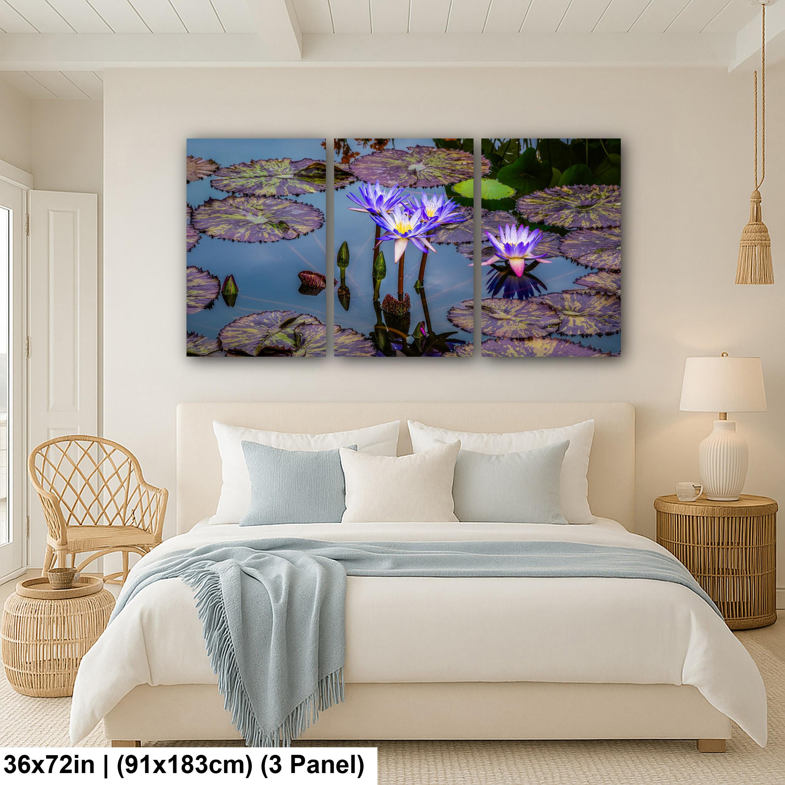Purple Star Lotus: Botanical Water Lily Flower Pond Photography Wall Art