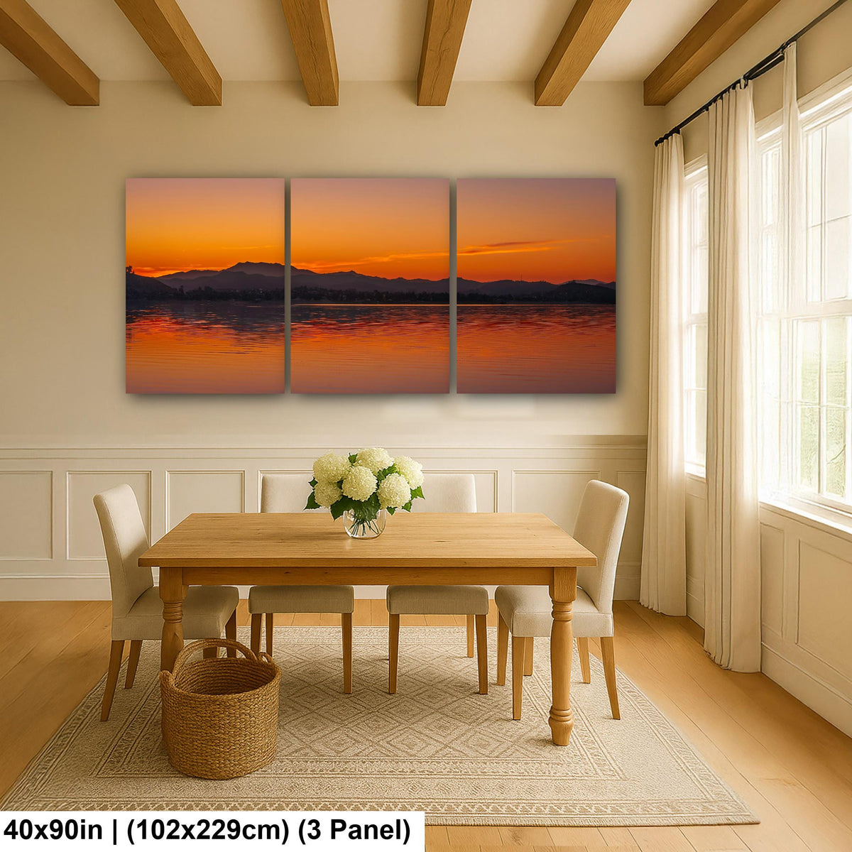 Golden Stillness: Lake Elsinore California Sunset Landscape Photo Wall Art