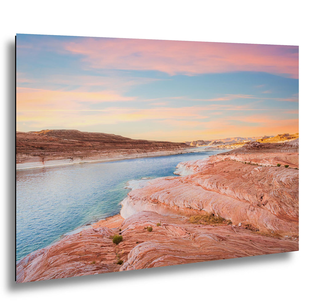 Lake Powell Sunset Landscape, Page Arizona Photography Print, Southwest Desert Wall Art, Pastel Sky Decor, Utah Home Decor