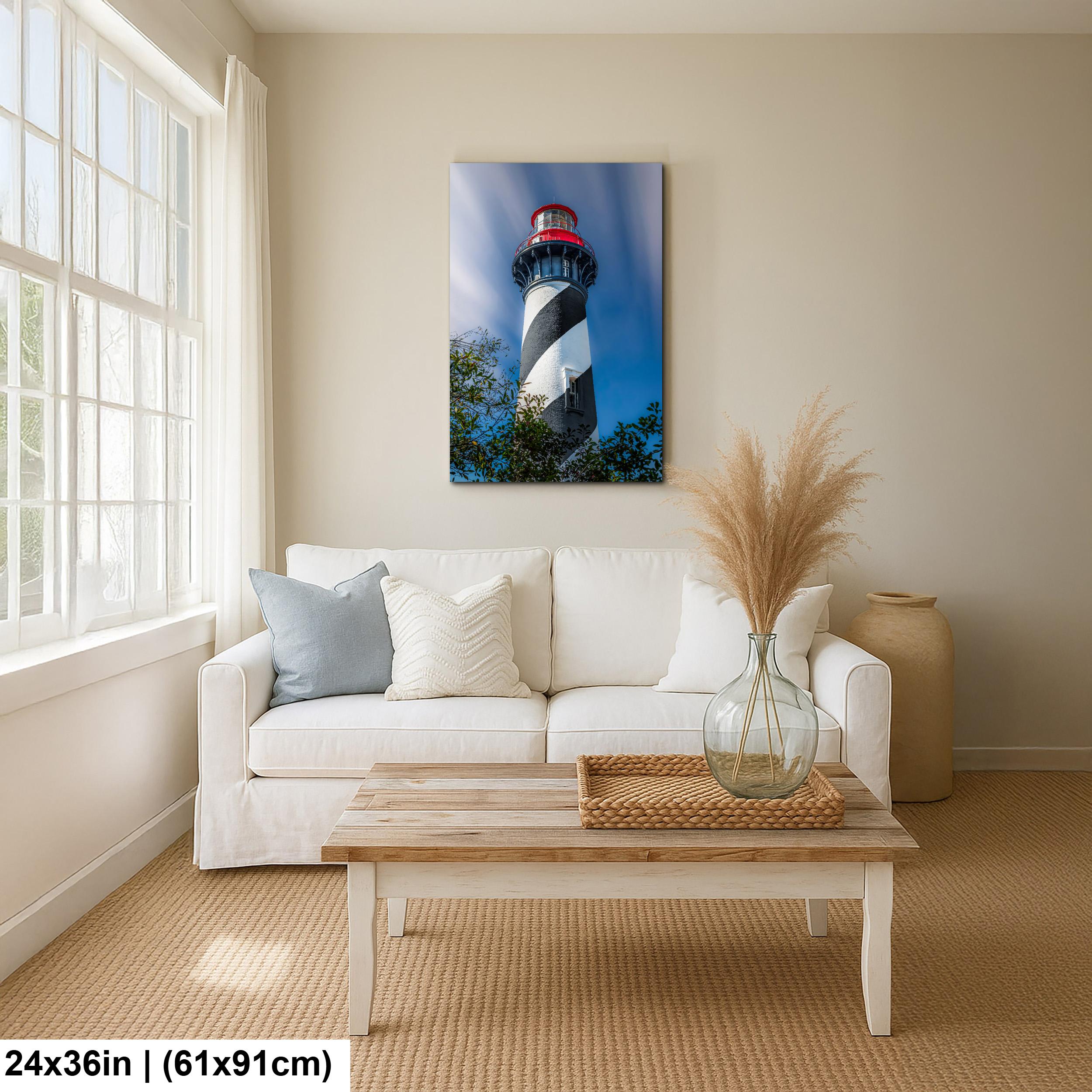 St. Augustine Lighthouse Photography Print, Florida Coastal Wall Art, Red and White Striped Tower, Nautical Decor