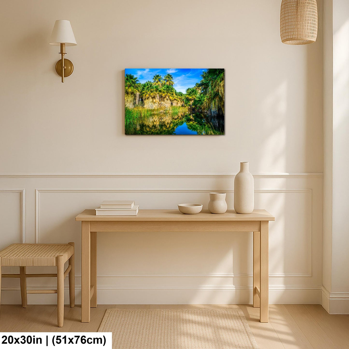 Palm Oasis Reflection Photography Print, Coachella Valley Preserve California, Desert Water Nature Wall Art