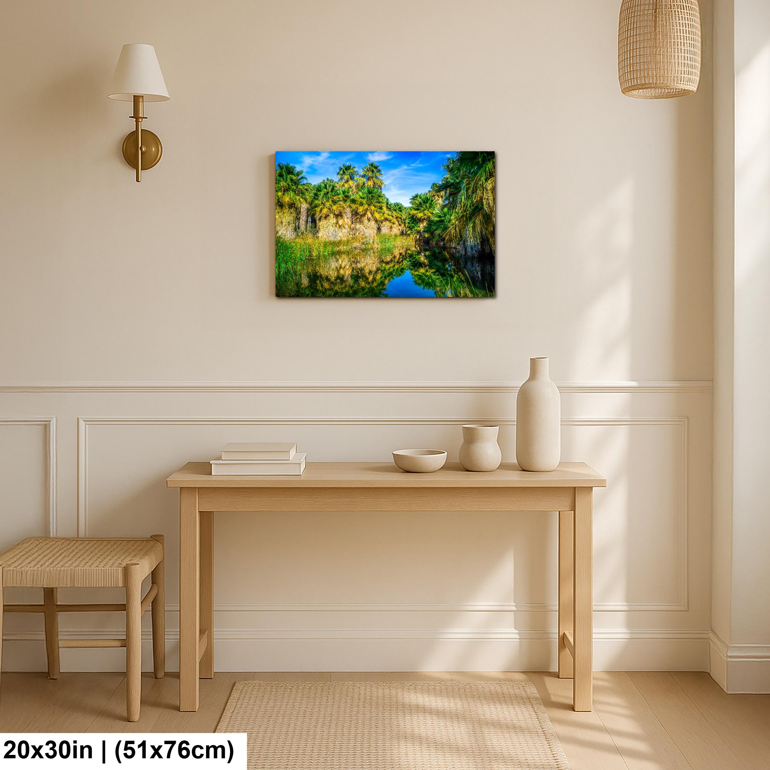 Palm Oasis Reflection Photography Print, Coachella Valley Preserve California, Desert Water Nature Wall Art