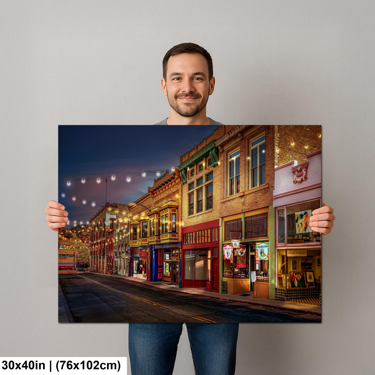 Bisbee Arizona Historic Street at Night, Southwest Architecture Photography Wall Art