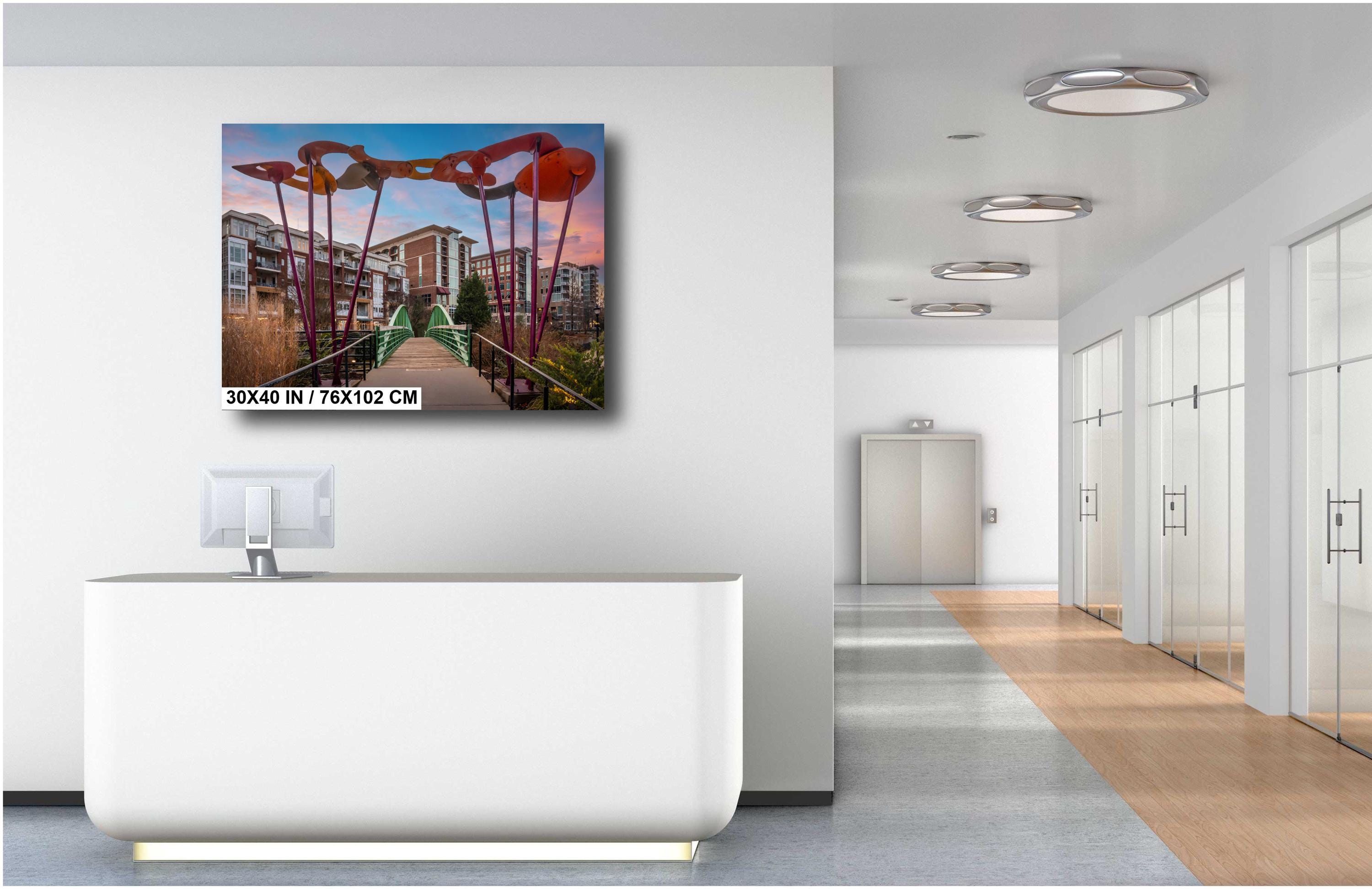 Greenville’s Liberty Pedestrian Bridge: Falls Park Greenville South Carolina Print Wall Art Photography Aluminum/Acrylic/Metal/Canvas