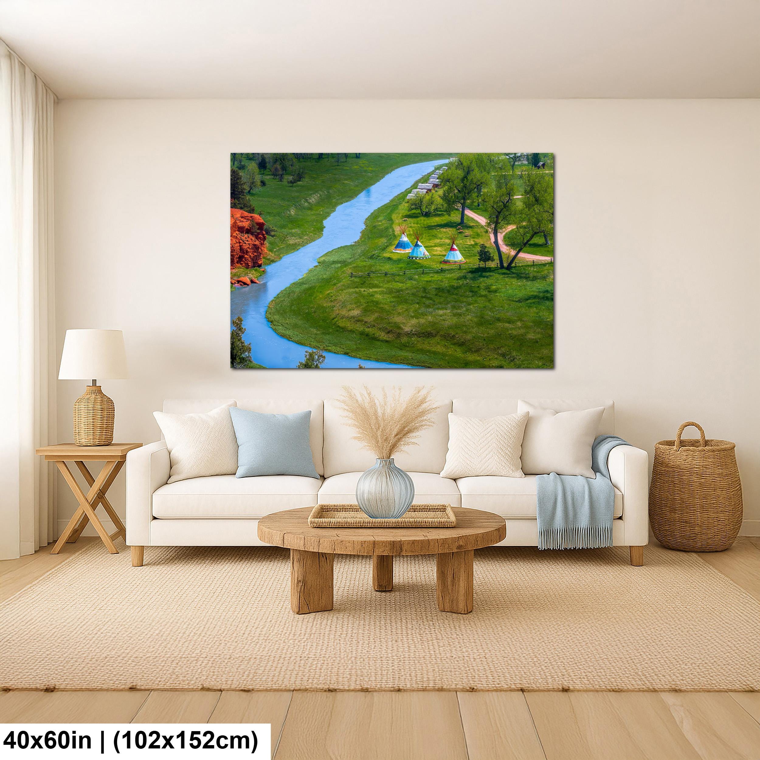 Painted Prairie: Tipis Along Red Cliffs Wyoming Photography Wall Art