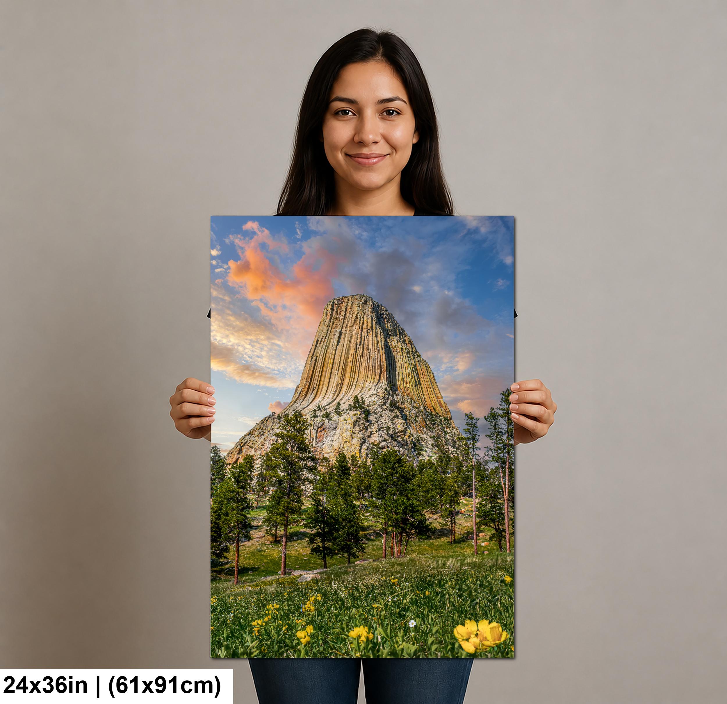 Towering Presence: Devils Tower Wyoming Summer Landscape Photo Wall Art