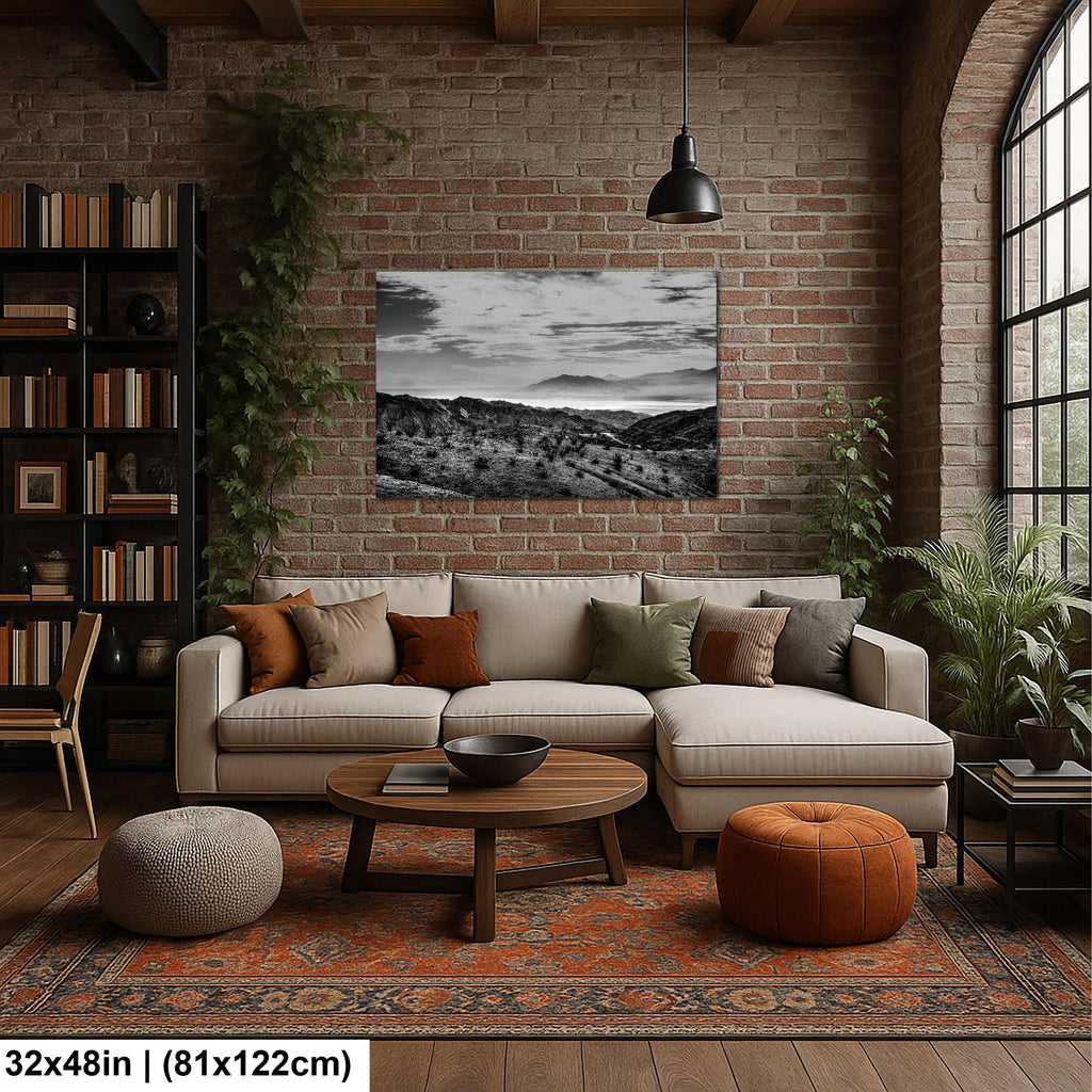 Desert Ridges: Salton Sea Mecca California Black White Photography Wall Art