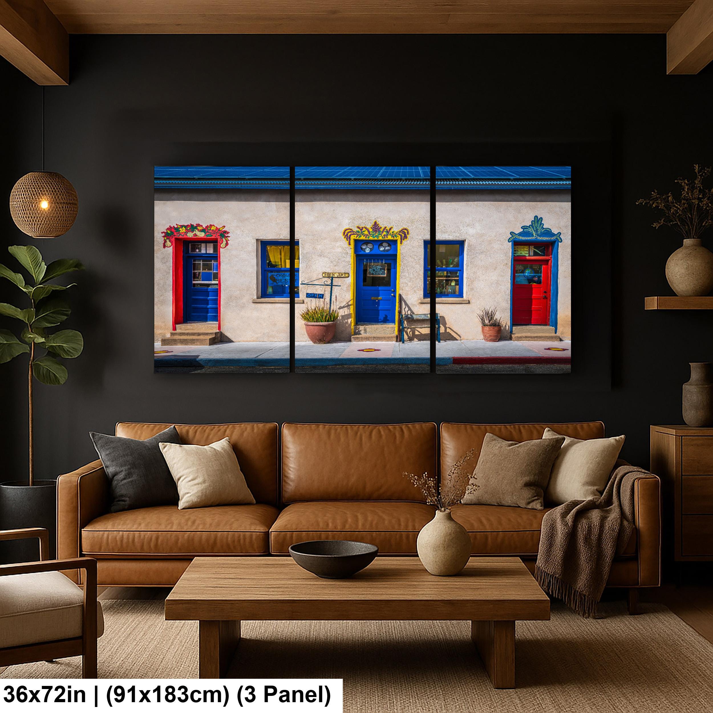 Tucson Arizona - Colorful Adobe Shopfront With Blue and Red Doors, Photography Print Wall Art