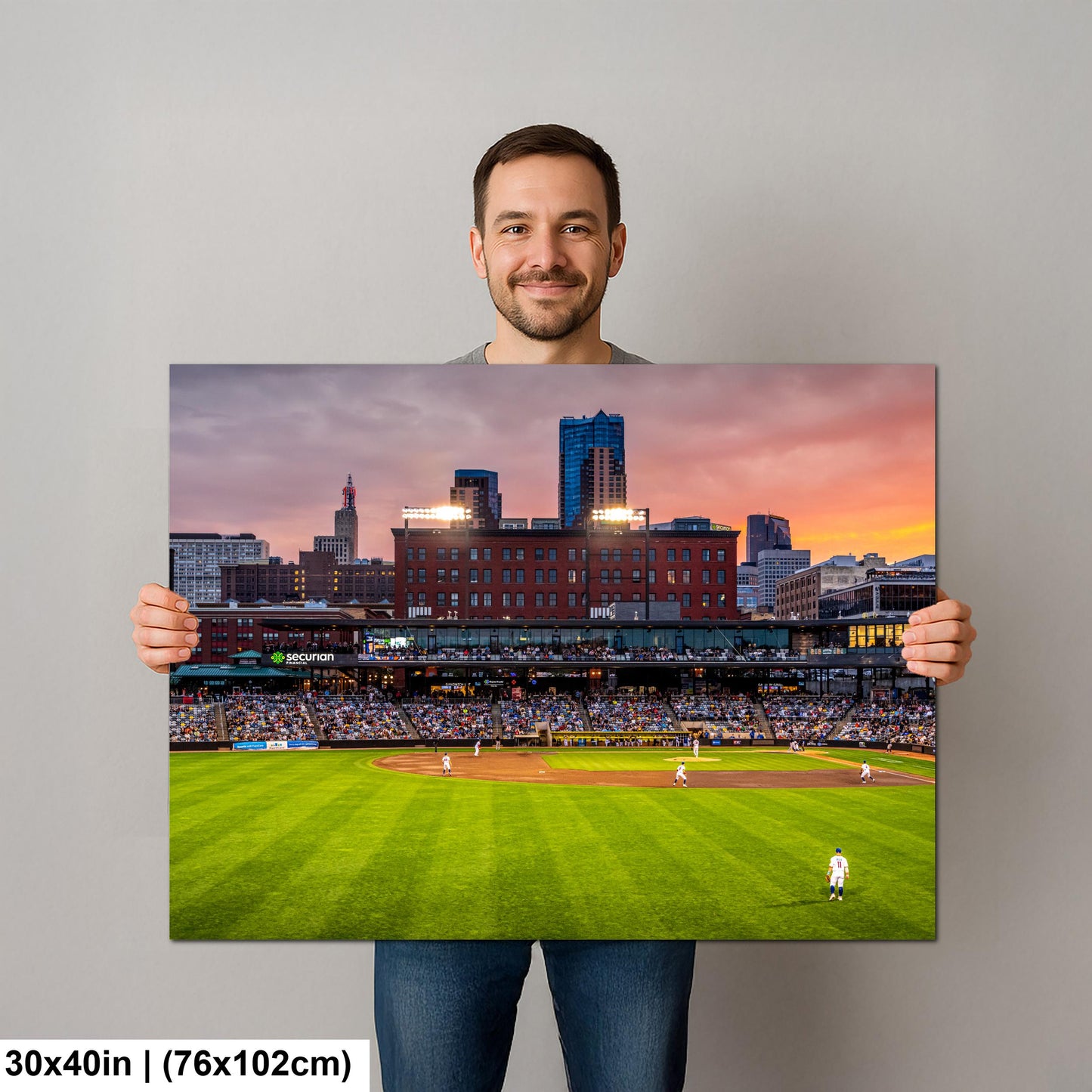 St. Paul Saints Baseball CHS Field Twilight Photography Print, Downtown Minnesota Stadium Art, Urban Ballpark Decor