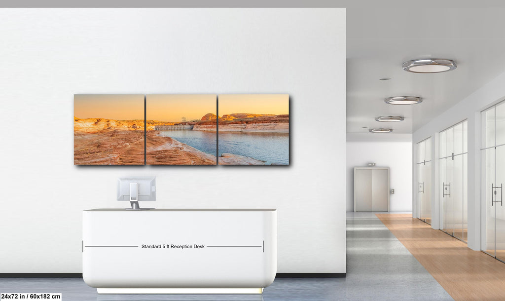 Glen Canyon Dam Lake Powell Golden Hour Print, Arizona Southwest Landscape Wall Art