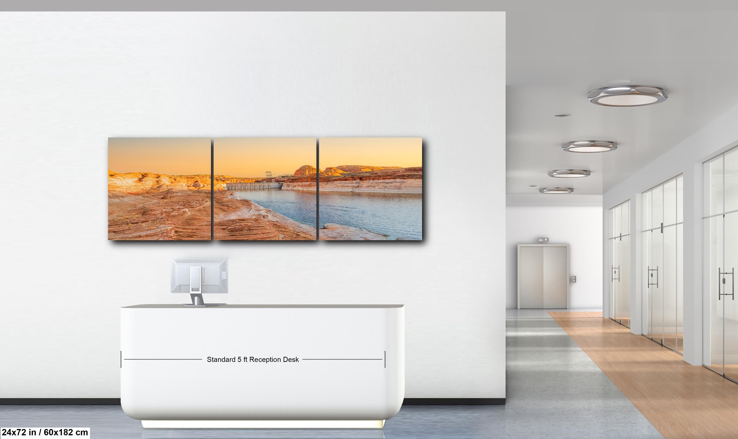 Glen Canyon Dam Lake Powell Golden Hour Print, Arizona Southwest Landscape Wall Art