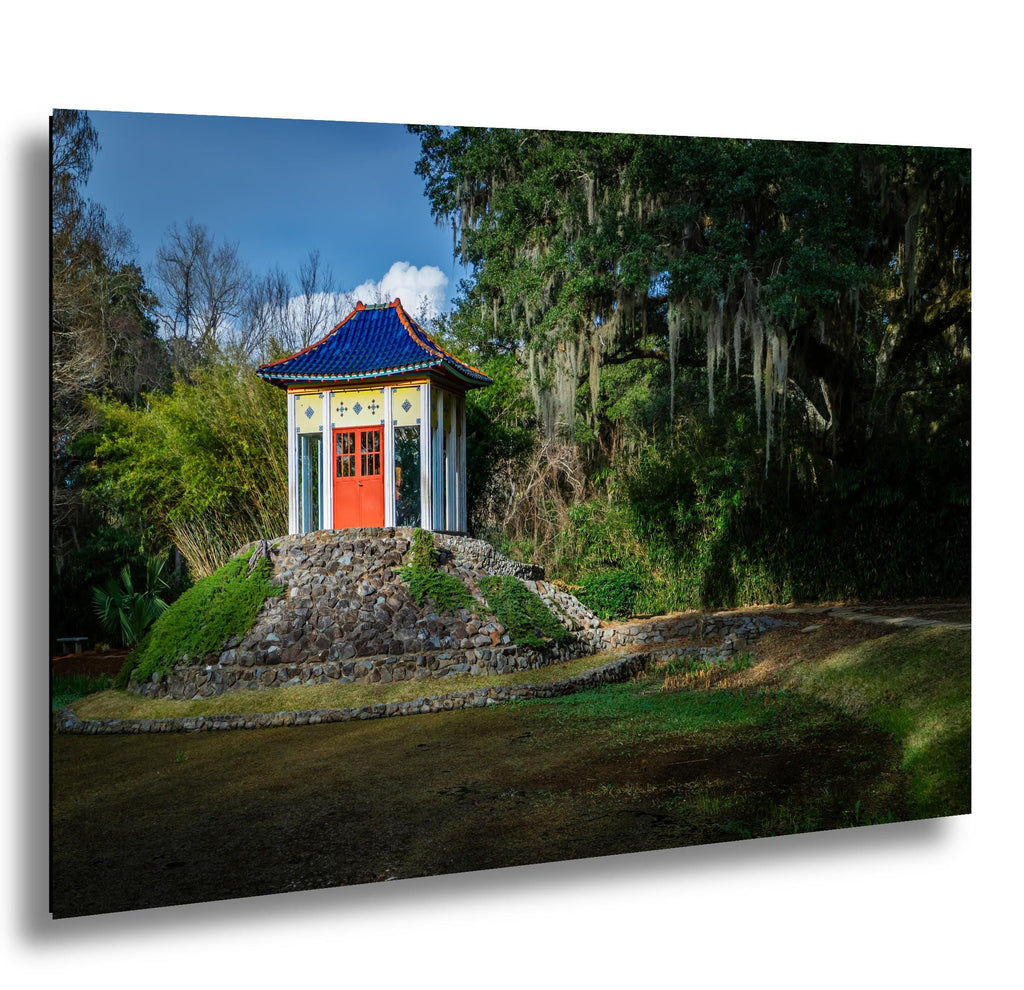 Avery Island Louisiana Buddha Shrine Pavilion Wall Art Photography Print, Jungle Gardens Pagoda, Southern Landscape Travel Gift Canvas
