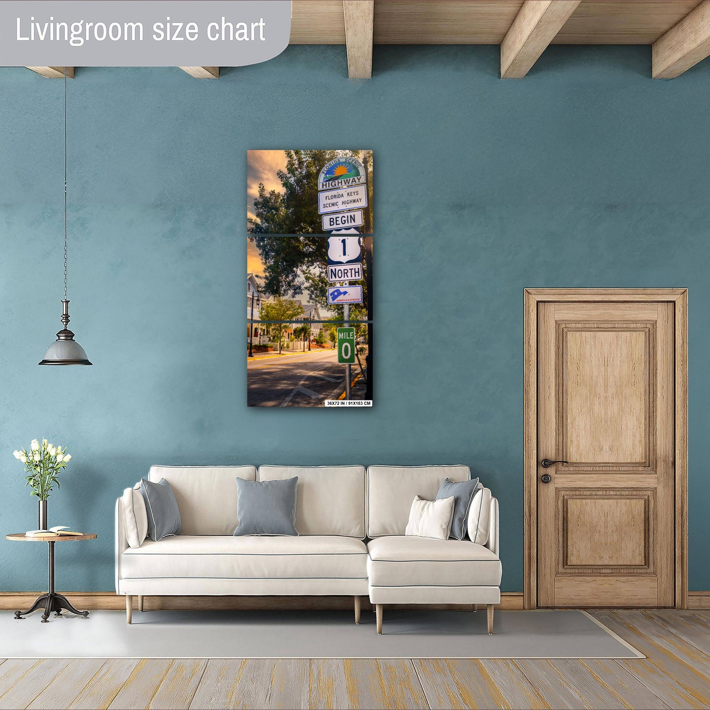 Key West Highway 1 Sign: Florida Keys Scenic Highway Mile 0 Zero America's Byways Print Wall Art Photography Aluminum/Acrylic/Metal/Canvas