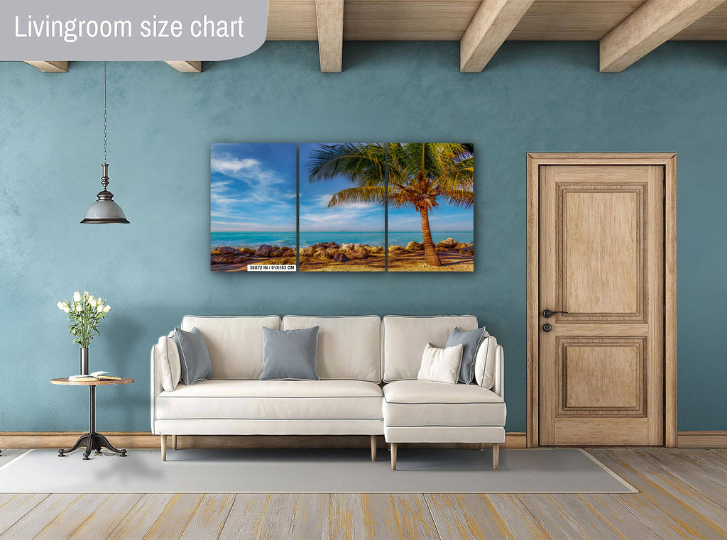 Key West Rocks: Solitary Palm and Ocean View Metal Aluminum Print Florida Seascape Wall Art Home Decor