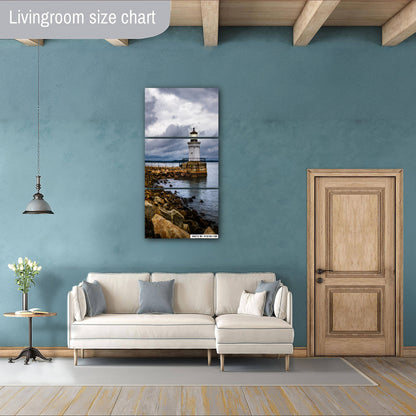 Bug Light Lighthouse | Portland Maine Nautical Wall Art - Black and White Seascape Print