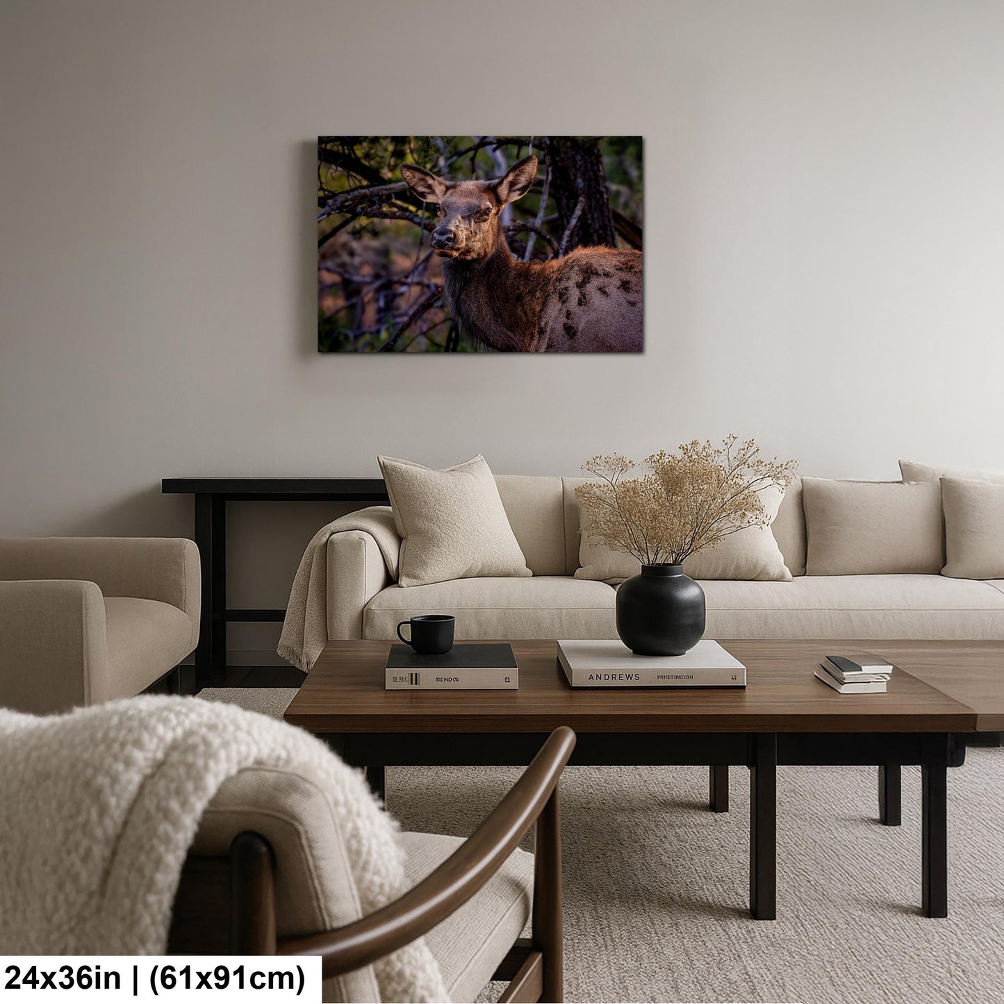 Young Elk Portrait, Arizona Wildlife Wall Art, Forest Animal Nature Decor Photography Print
