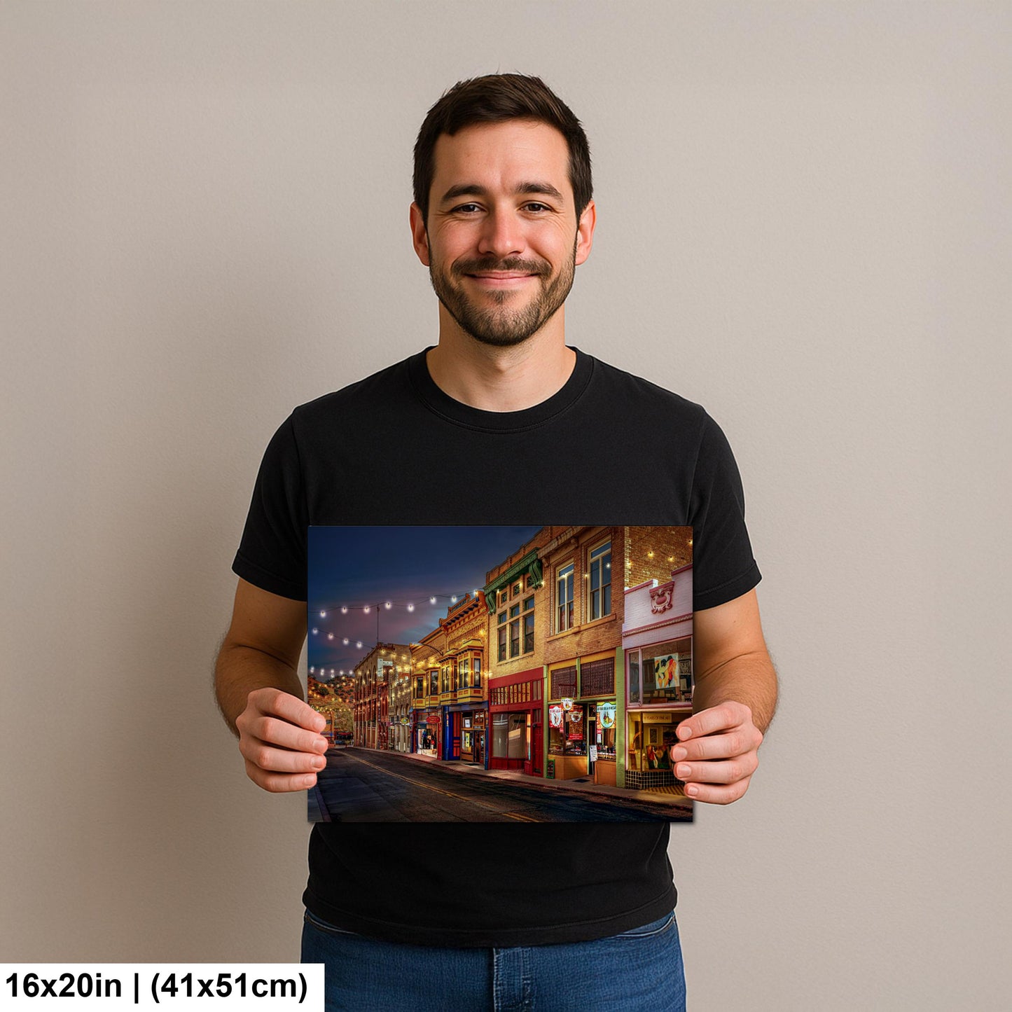 Bisbee Arizona Historic Street at Night, Southwest Architecture Photography Wall Art