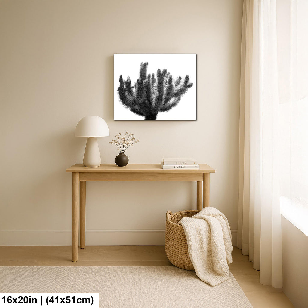 Joshua Tree Cholla Cactus Print: Black and White Desert Photography