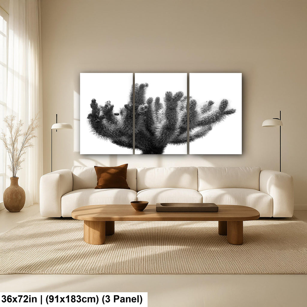 Joshua Tree Cholla Cactus Print: Black and White Desert Photography