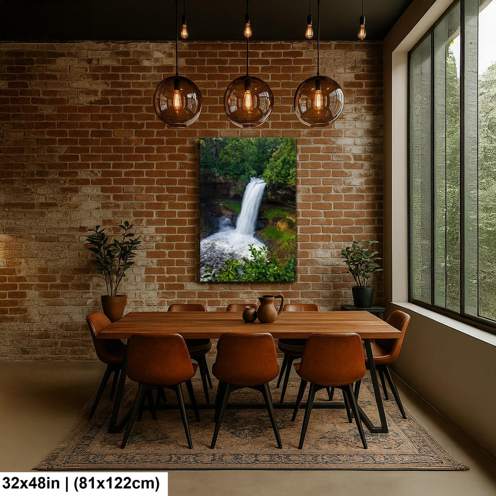 Minnehaha Falls Waterfall Photography Print, Minneapolis Minnesota Nature Wall Art, Green Forest Landscape Decor