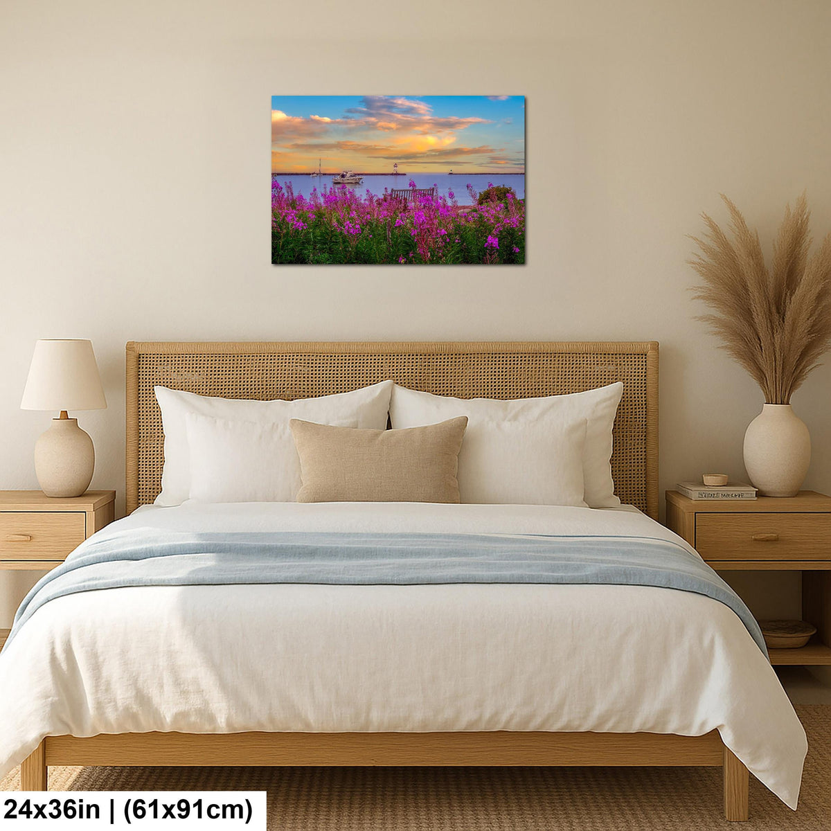 Purple Rosebay: Grand Marais Harbor Minnesota Coastal Photography Wall Art