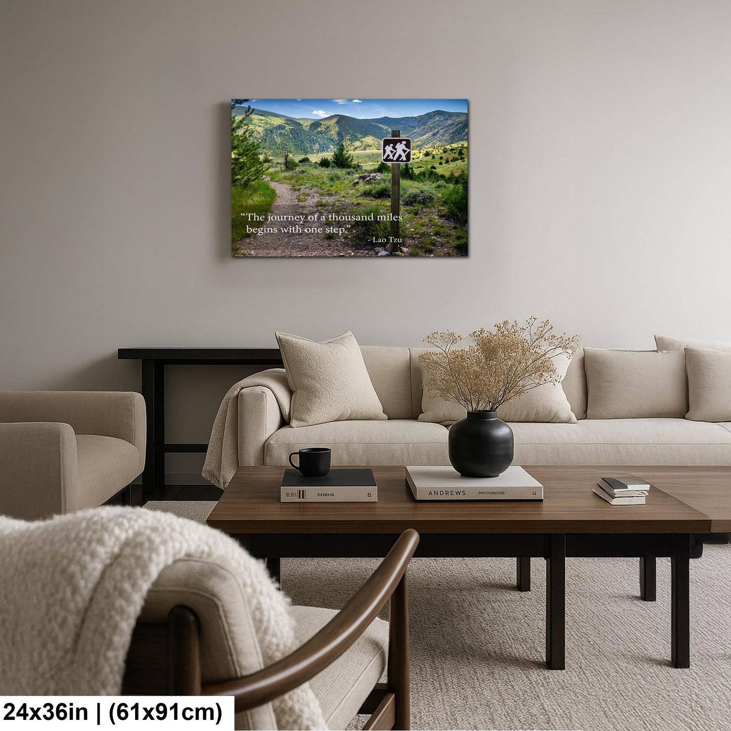 Lao Tzu Journey of a Thousand Miles Hiking Trail Motivational Photography Print