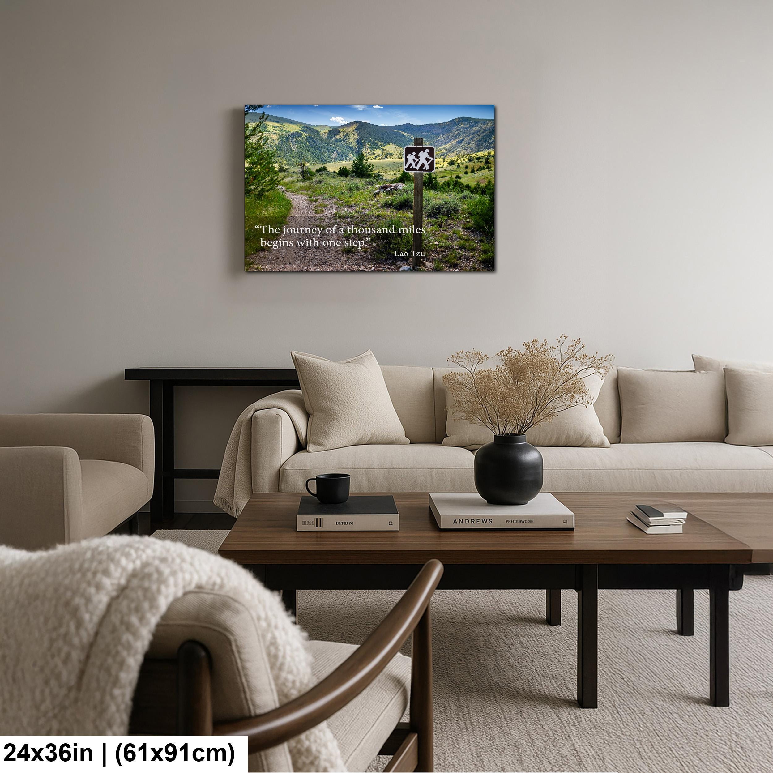 Lao Tzu Journey of a Thousand Miles Hiking Trail Motivational Photography Print