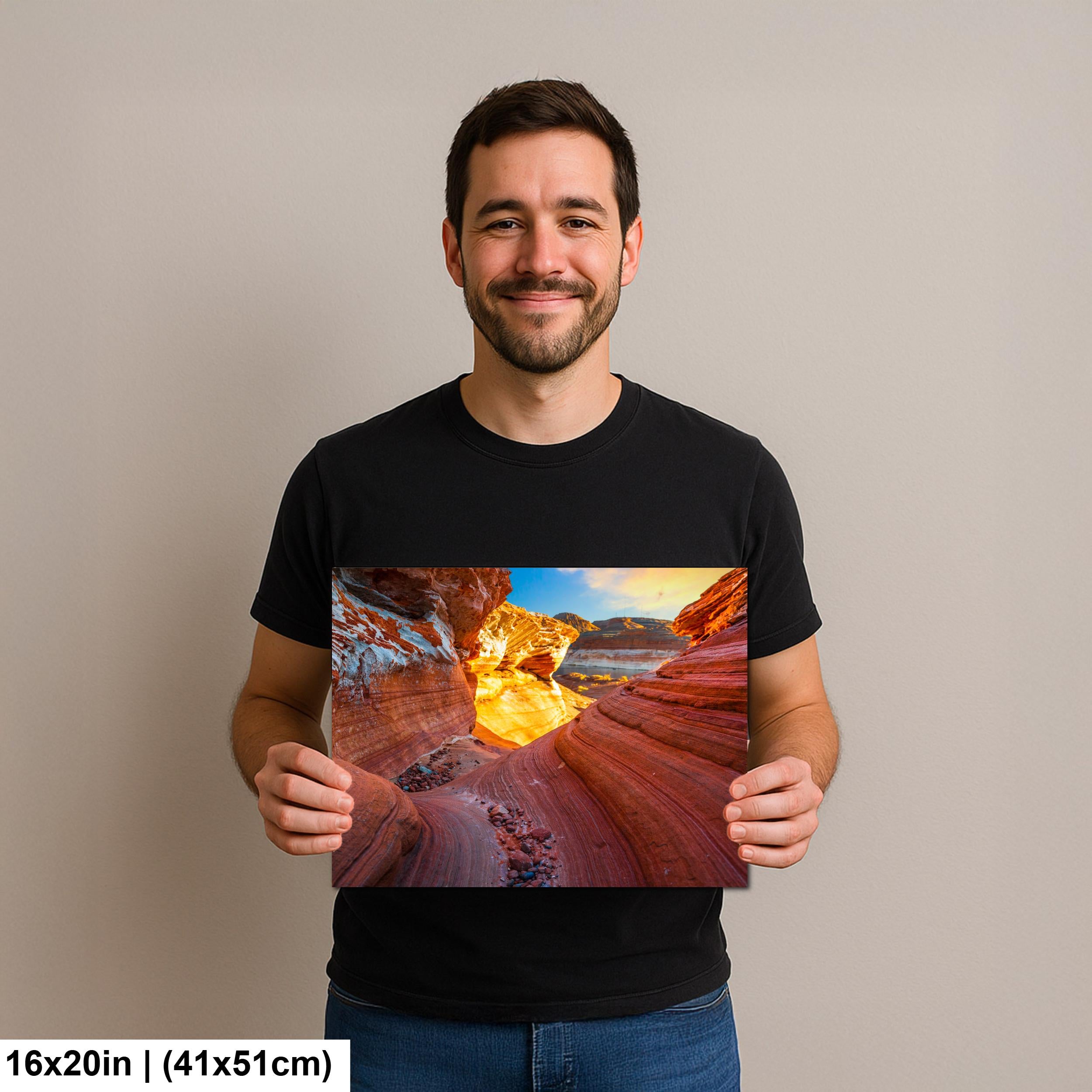 Lake Powell Golden Sandstone Glow Page Arizona Photography Print, Southwest Canyon Wall Art