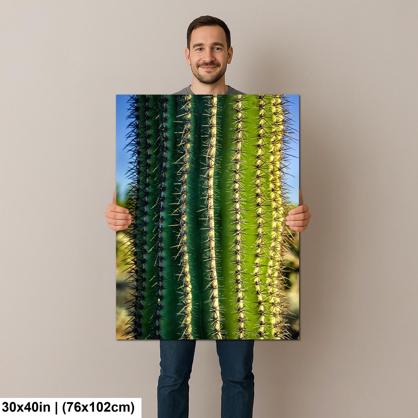 Saguaro Cactus Close-Up Photography Print, Oro Valley Arizona Desert Wall Art, Southwestern Decor, Green Cactus Spines