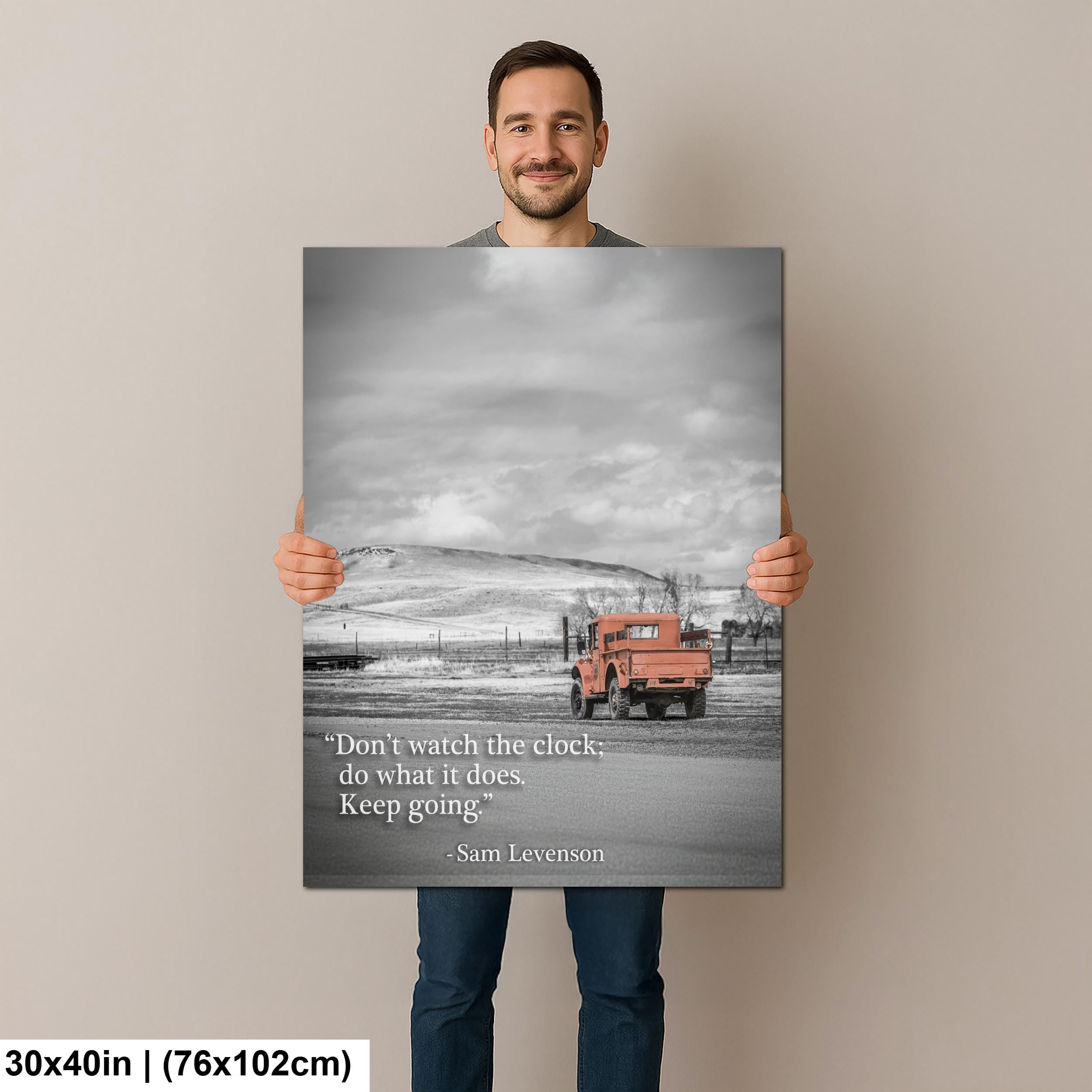 Vintage Truck Wall Art - Inspirational Sam Levenson Quote Orange Truck Photo Print