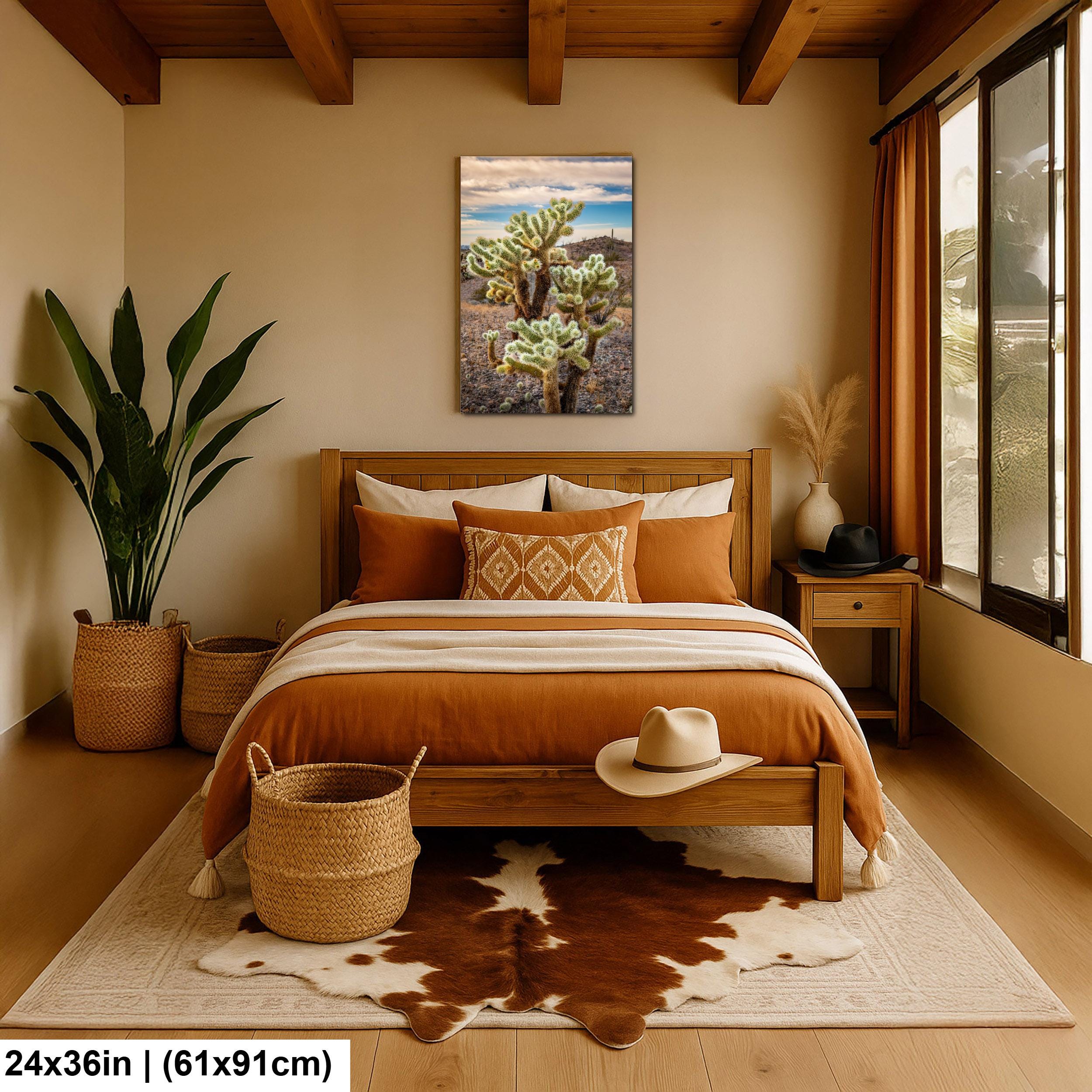 Teddy Bear Cholla Cactus Sonoran Desert Arizona Photography Print, Southwest Desert Wall Art