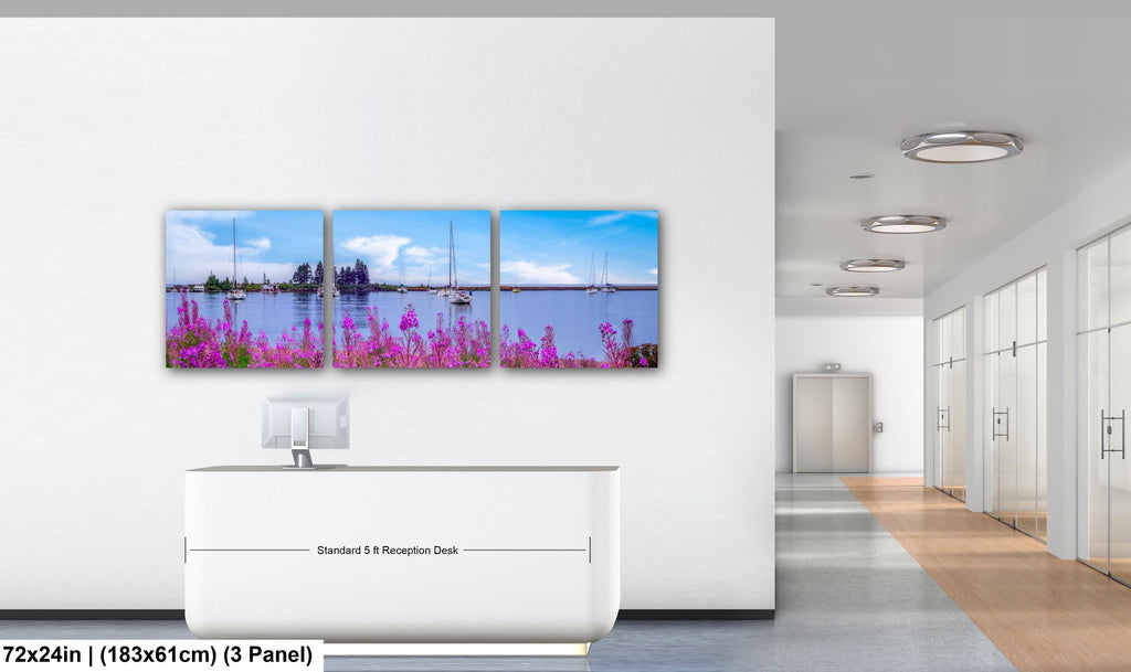 Coastal Wildflowers and Sailboats: Grand Marais Harbor Minnesota Wall Art