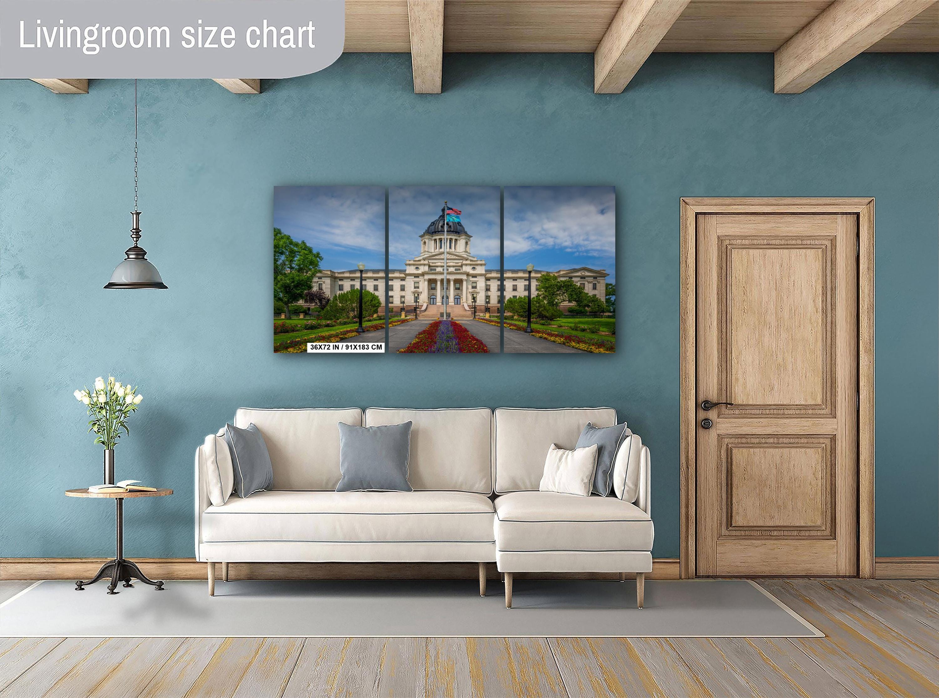 South Dakota Capitol Building Pierre SD, Flower Garden Flags Photography Wall Art