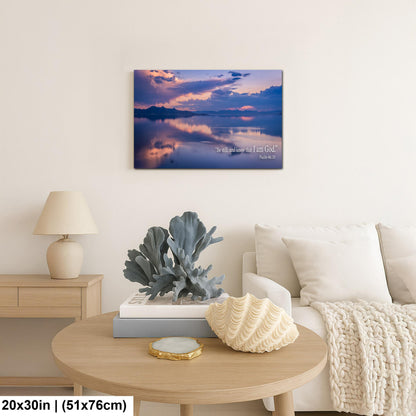 Psalm 46:10 Be Still and Know That I Am God, Sunset Lake Photography Print, Christian Scripture Wall Decor