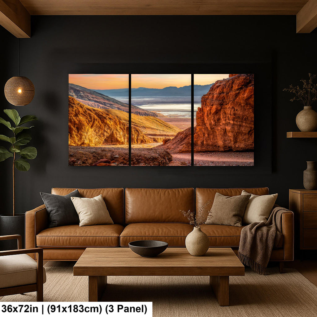 Golden Canyon Overlook at Sunset, Death Valley National Park California Photography Print