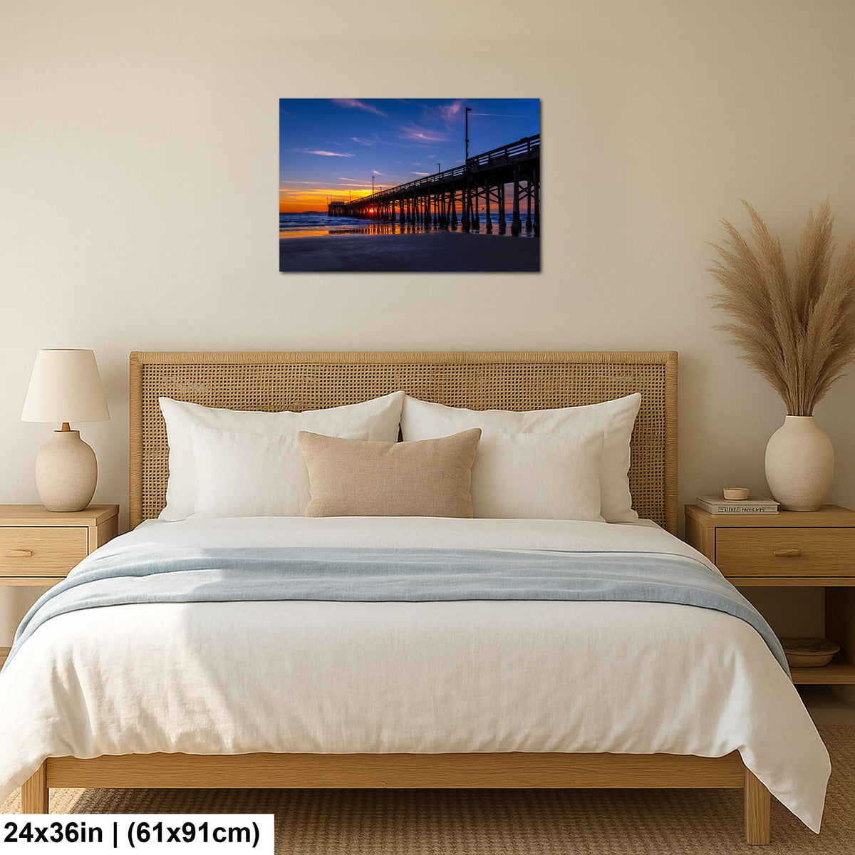 Sunburst Pier: Newport Beach California Ocean Sunset Photography Wall Art