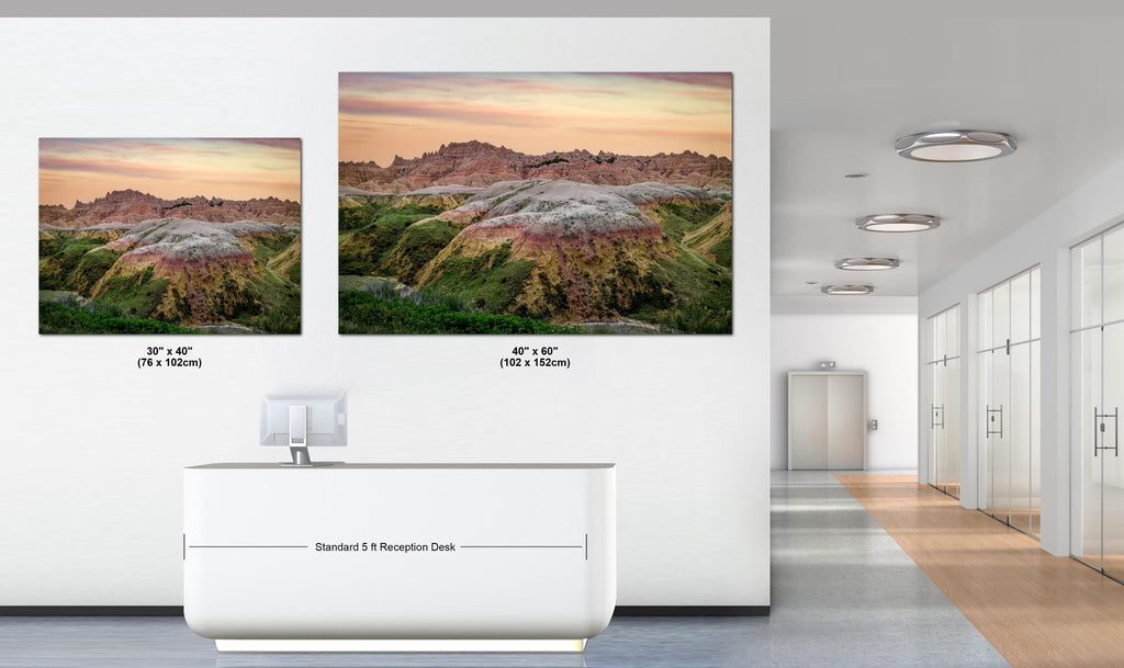 Badlands National Park Sunset, Rainbow Mounds Landscape Photography Wall Art