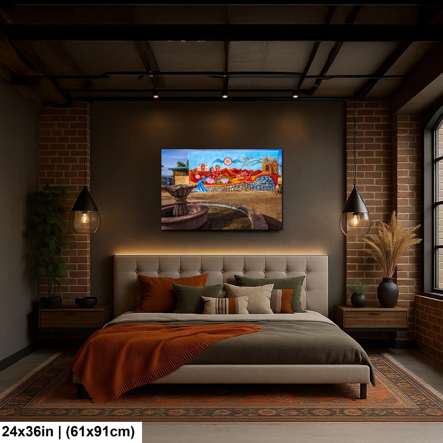 Tucson Mural - Cultural Heritage Mural With Fountain, Photography Print Wall Art