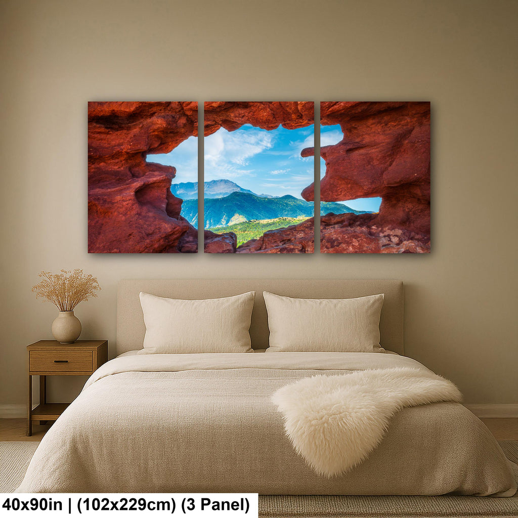 Garden of the Gods Window Colorado Springs Colorado Photography Print, Red Rock Arch, Pikes Peak Mountain Landscape Wall Art