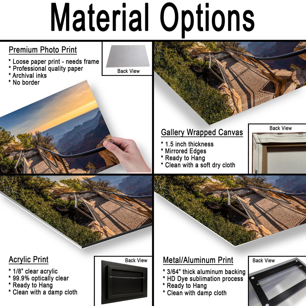 Grand Canyon North Rim Trail Overlook Sunset Arizona Photography Wall Art
