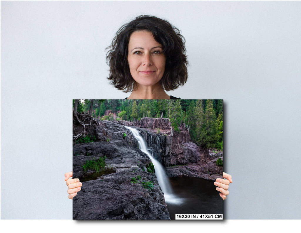 Gooseberry Falls State Park Poster Lower Falls Watercolor-Stylized Photography Print Wall Art, Minnesota Nature Decor, Canvas Metal Acrylic
