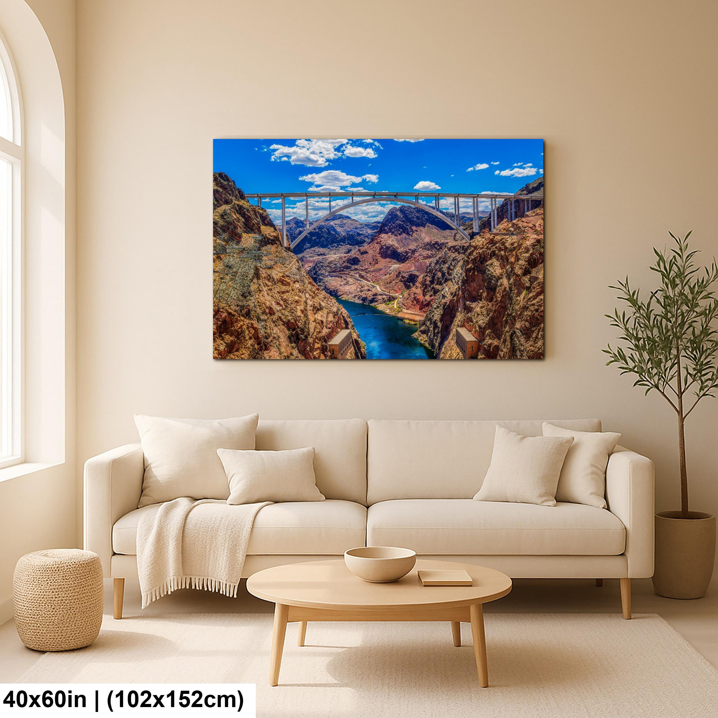 Hoover Dam Bridge Overlook, Nevada Arizona Border, Modern Engineering Photography Wall Art