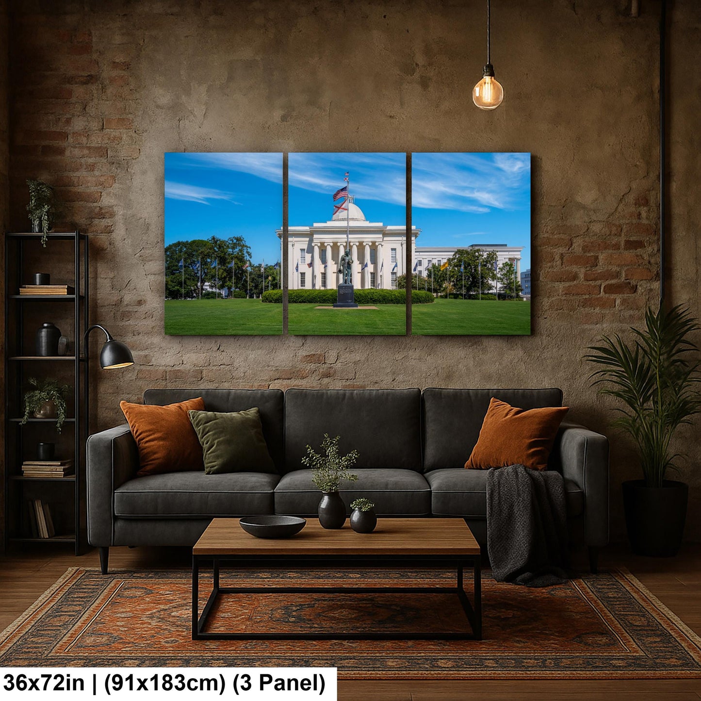 Alabama Capitol with Statue and Flags Photography Wall Art