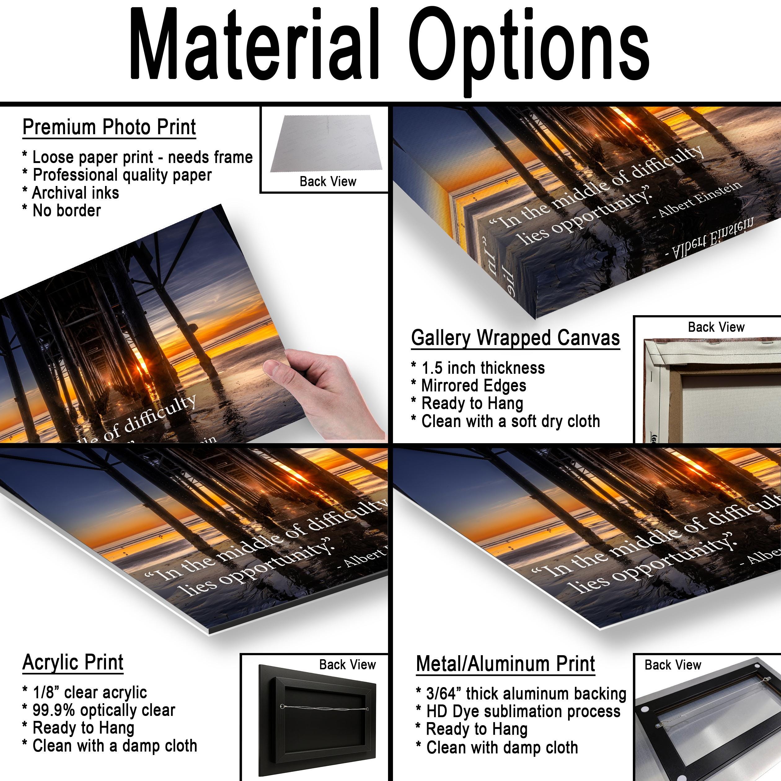 Albert Einstein Difficulty Opportunity Pier Sunset Motivational Photography Print