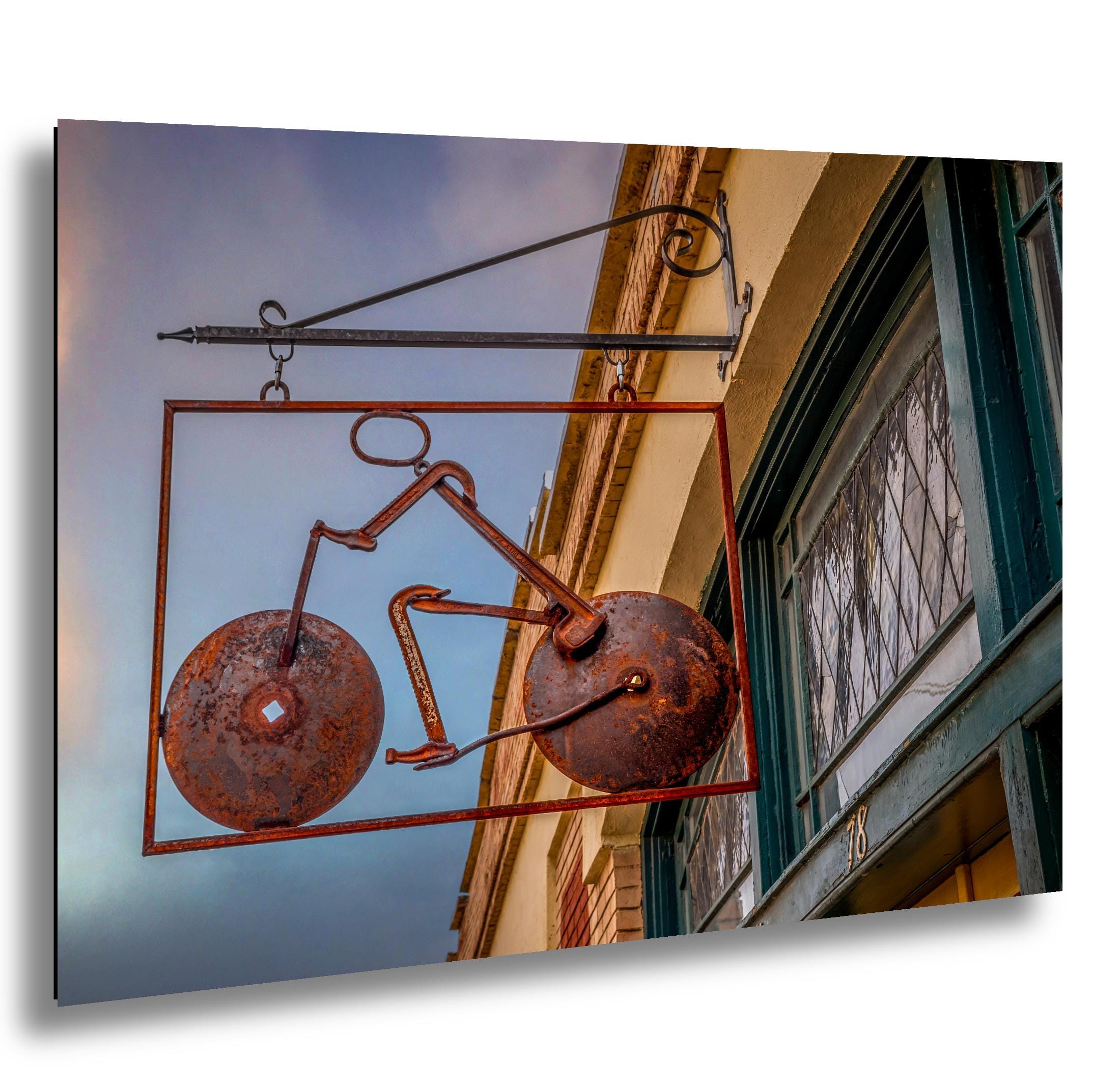 Bisbee Arizona Rusted Bicycle Sign, Vintage Photography Wall Art