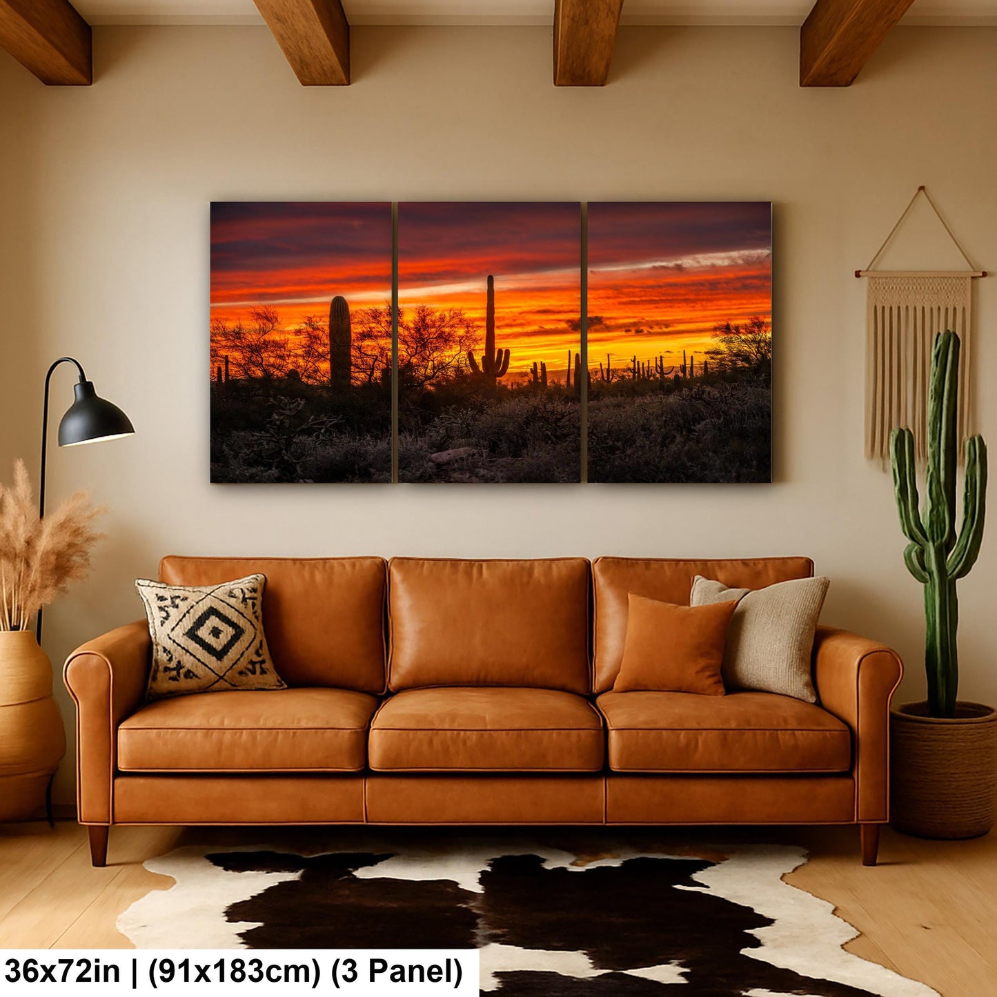 Gold Canyon Sunset Silhouettes, Hieroglyphic Trail Arizona Saguaro Cactus Desert Wall Art